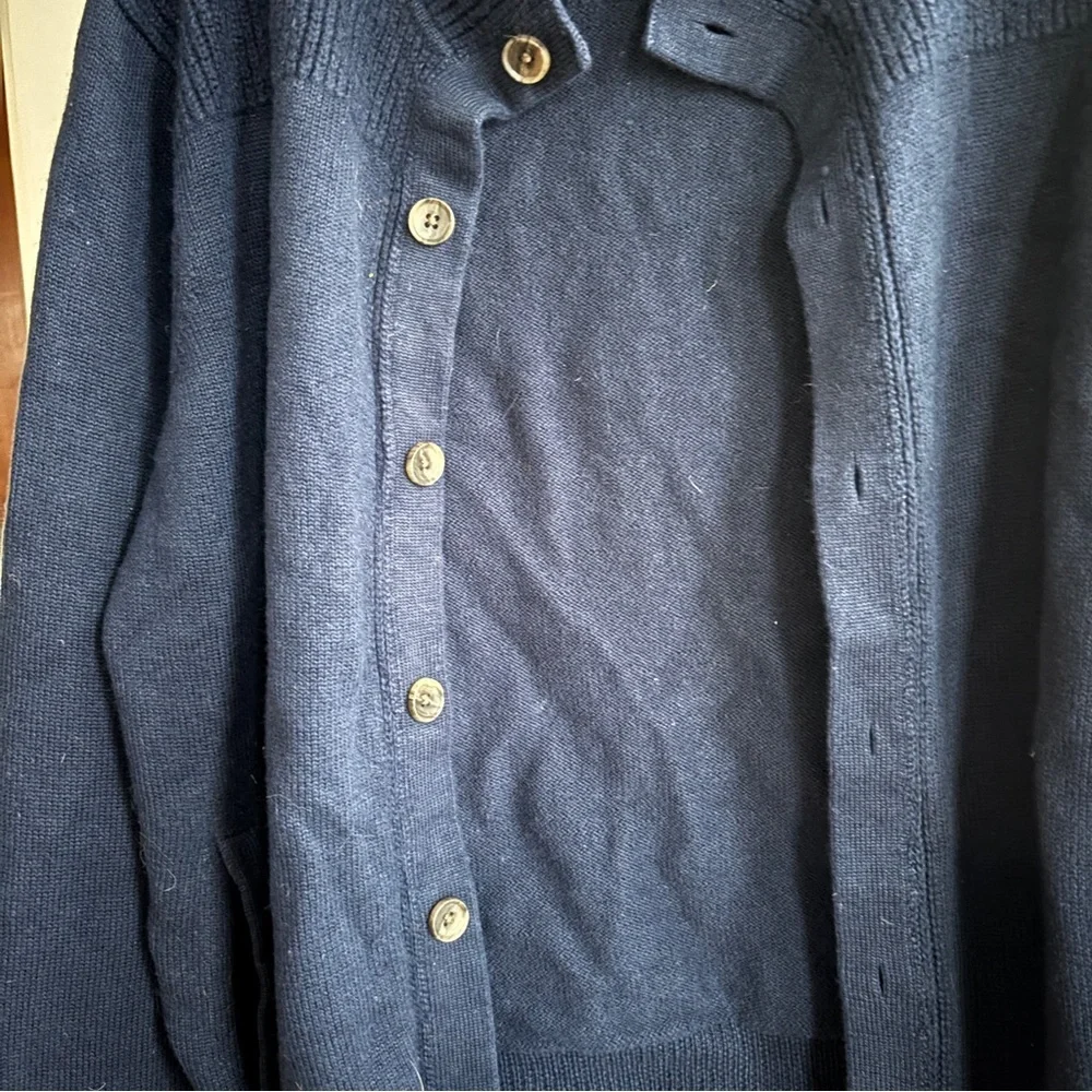 Peter Millar merino wool and linen blend cardigan navy blue
